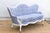 Blue Antique English Floral Block Print Settee Bench For Sale - Image 8 of 12