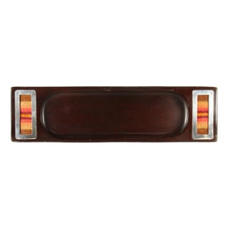 Mid-Century Peruvian Tray, Cumaru Wood, Sterling Silver & Inka Textile For Sale