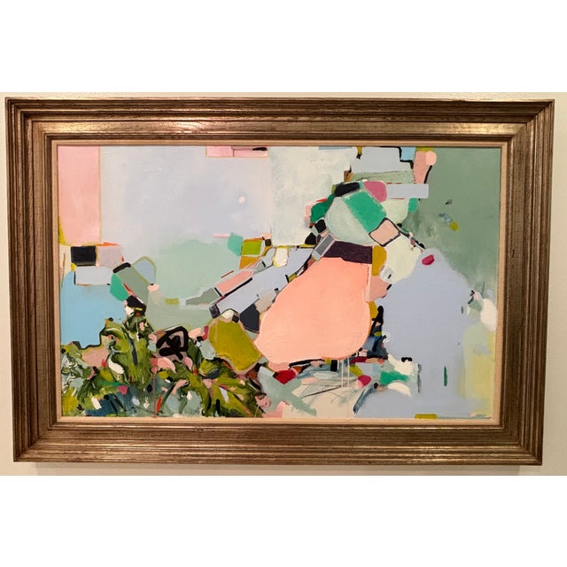 Large Scale Framed Original Abstract Oil Painting Titled "New Chapter" on Repurposed Linen Canvas by Kendra Dennis For Sale - Image 12 of 18