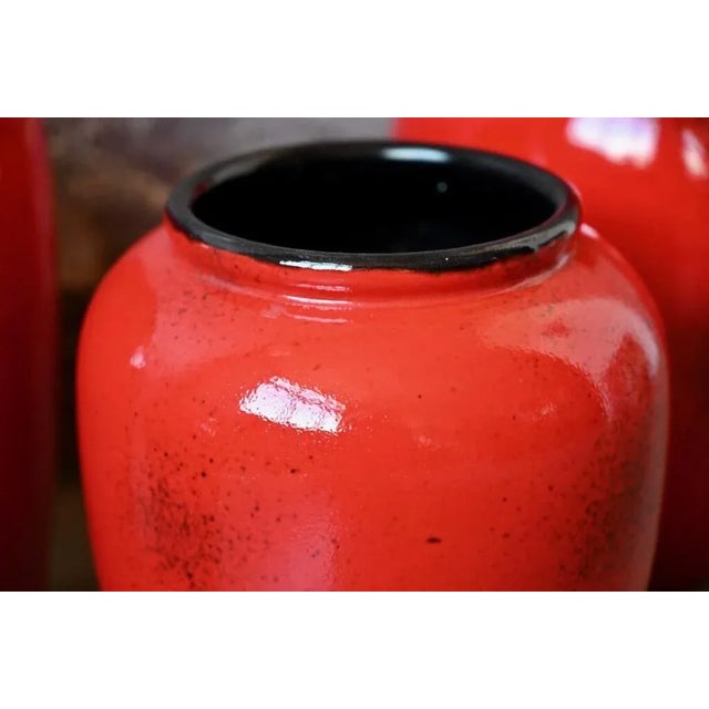 Ceramic Large Red Vases from Schmider Zell, 1960s, Set of 4 For Sale - Image 7 of 9