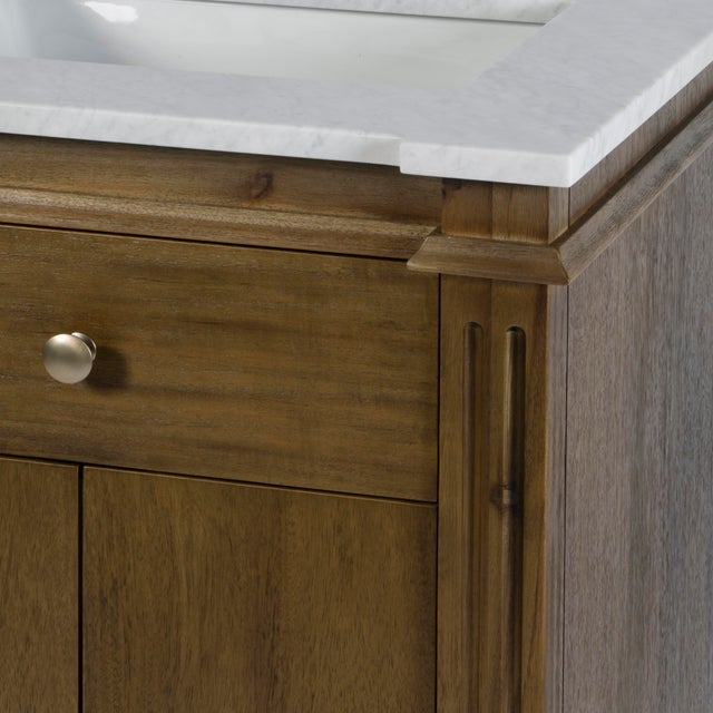 Rachelle 24 in. W Rectangular Wood & Marble Bathroom Vanity with Storage, Brown For Sale - Image 11 of 11