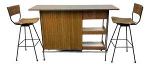 Vintage Rattan Bar Set by Arthur Umanoff