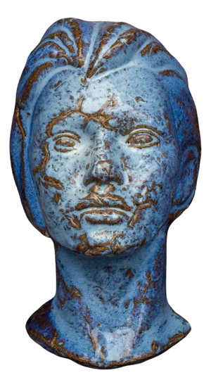 Mid-Century Swedish Blue Glazed Ceramic Mask, Scandinavia, 1970s