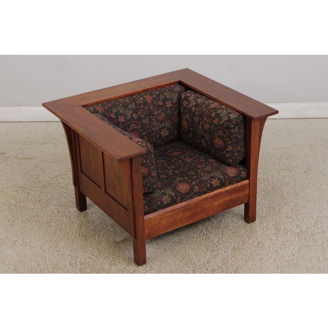 Mission Stickley Mission Style Cherry Cube Prairie Chair For Sale - Image 3 of 18