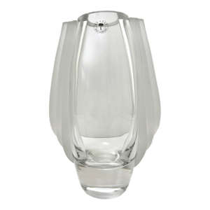 1970s Bombay Crystal Art Deco Frosted Accents Glass Vase, Poland