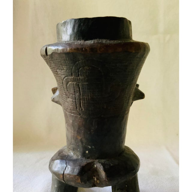 Vintage West African Carved Wood Figural Cup, Anthropomorphic Human Form For Sale - Image 16 of 17