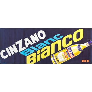 Horizontal 1960s Italian Alcohol Poster, Cinzano Bianco For Sale
