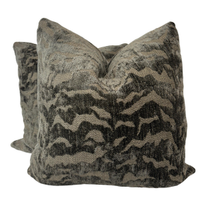 Tiger Chenille in Brown 22" Pillows-a Pair