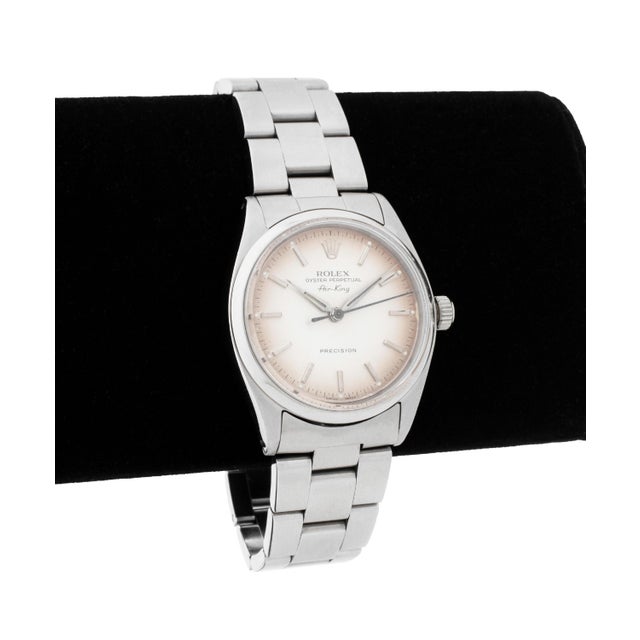 Rolex Oyster Perpetual Air-King Steel Watch, reference # 5500, with silvered dial, baton indexes, powered by automatic...