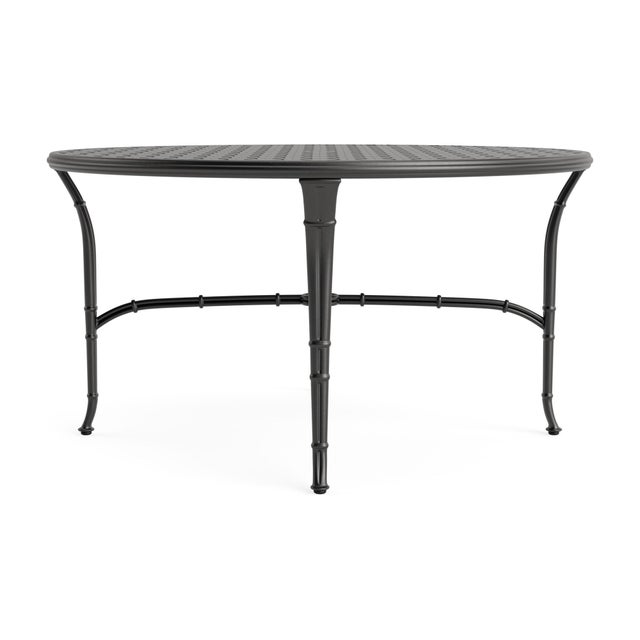 Contemporary Brown Jordan Calcutta 54" Round Cast Top Dining Umbrella Table, Textured Pewter frame For Sale - Image 3 of 11