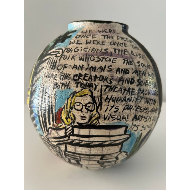 Pop Art Late 20th Century Vintage Fine Art Ceramic Vase Decorated With Painted Imagery & Matte Glaze, Signed A.Binder For Sale - Image 3 of 12
