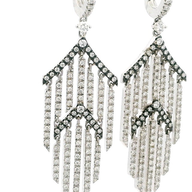 Casato Gioielli Italian 18k White Gold Diamond Art Deco Revival Chandelier Earrings, Pair For Sale - Image 9 of 13