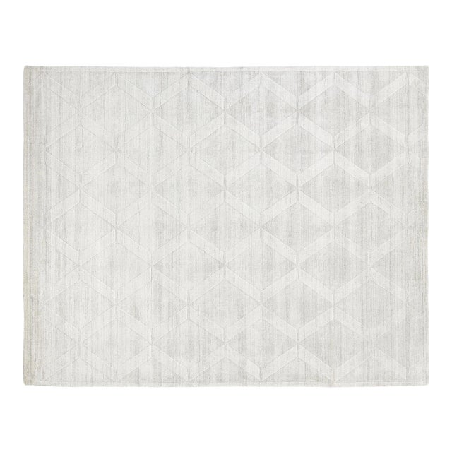 Exquisite Rugs Chesterfield Hand Loom Bamboo Silk Ivory - 10'x14' For Sale