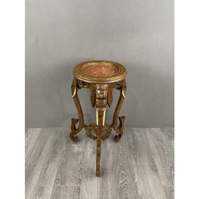 Carved Side Table with Elephant Heads, Early 20th Century, 1890s For Sale - Image 3 of 7