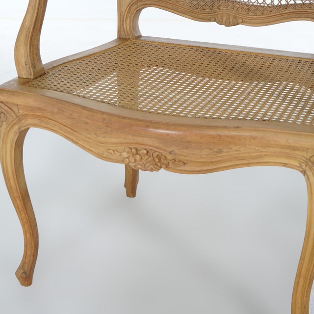 Antique French Louis XV Fruitwood & Cane Arm Chair 1900 For Sale - Image 6 of 12