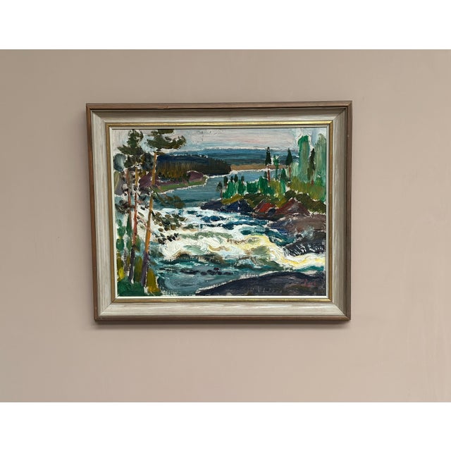 Mid-Century Modern Paul Sahlin, Forsande vatten, 1950s, Oil Painting on Panel, Framed For Sale - Image 3 of 18