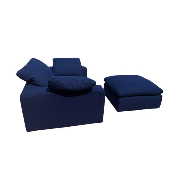 Restoration Hardware Cloud® Luxe Chair-and-a-Half & Ottoman in Navy Perennials® Performance Fabric For Sale - Image 11 of 12