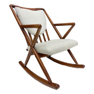 Danish Mid-Century Modern Teak Rocking Chair Model 182, Frank Reenskaug Attributed For Sale