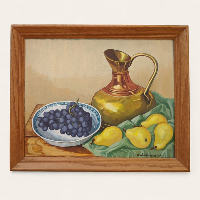 Vintage 1960s Original Still Life Fruit Painting Signed For Sale - Image 9 of 9