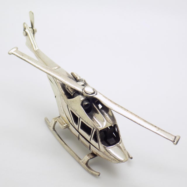 1980s 2.22-oz Vintage Italian Handmade Solid Sterling Silver 925 Army Helicopter Figurine, Made in Tuscany (Italy) For Sale - Image 5 of 11