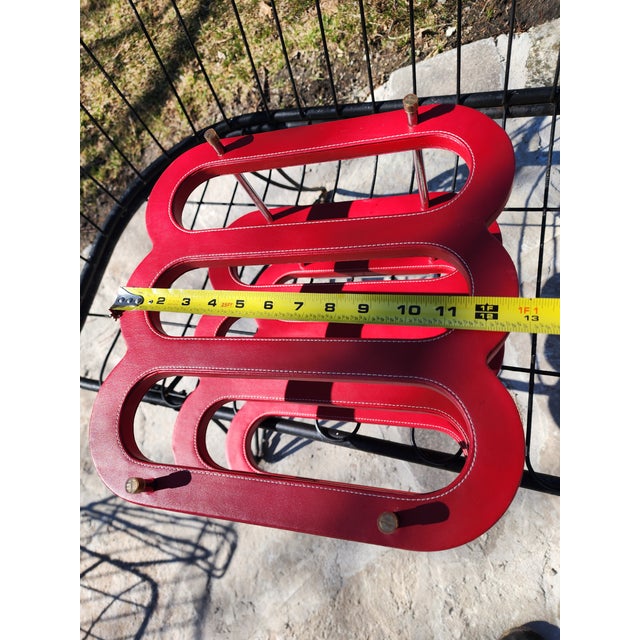 1970s Mid Century Modern Authentic Swing Design Italy Red Leather & Chrome Wine Rack –6-Bottle For Sale - Image 13 of 16