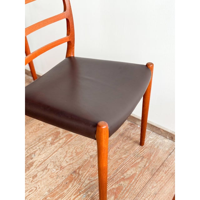 Mid-Century Danish Model 82 Embassy Chairs in Teak and Leather by Niels O. Møller for J. L. Mollers, Set of 6 For Sale - Image 17 of 18