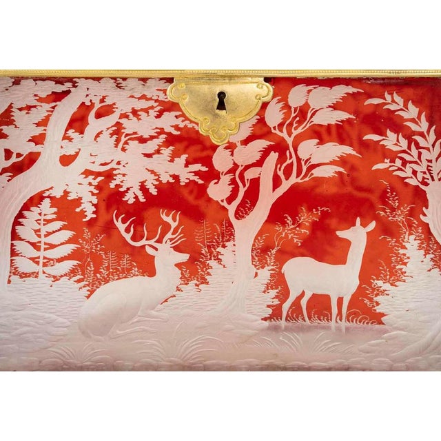 Bohemian cut crystal box, 19th century, napoleon iii period. Bohemian cut crystal box, brass mounting, late 19th century,...