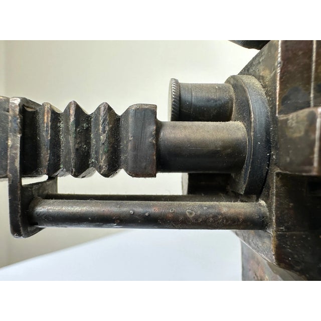 Early 20th Century Small Art Deco Movie Director Reel Camera Classic Car Mascot Sculpture With Verdigris For Sale - Image 6 of 13