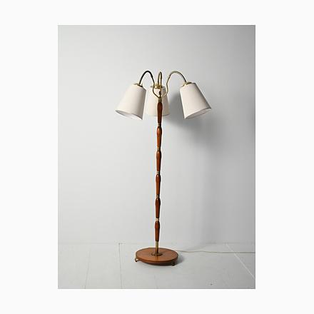 Scandinavian 3-Armed Floor Lamp in Teak and Brass, 1950s For Sale - Image 16 of 16