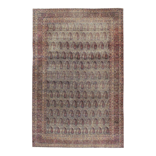 Antique lavar Kerman Persian Rug - 9'3" x 14'3" For Sale