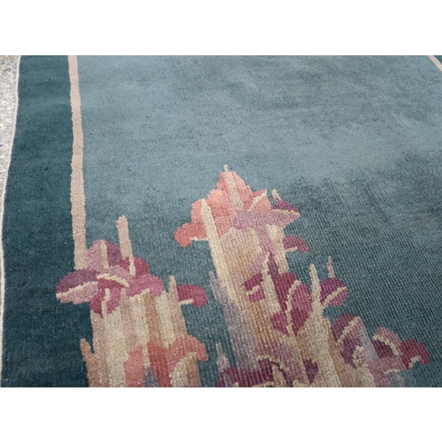 Art Deco Galerie Shabab Collection Mid-20th Century Chinese Art Deco Throw Rug For Sale - Image 3 of 8