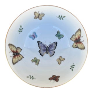 Vintage Porcelain Butterfly Bowl With Gilt Accents For Sale