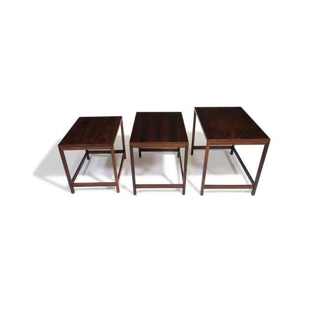 Brown Danish Modern Brazilian Rosewood Nesting Tables, Set of 3 For Sale - Image 8 of 11