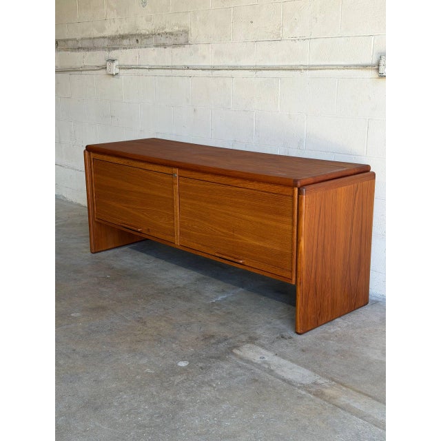 Mid-Century Modern Dyrlund Teak Credenza Storage Buffet Sideboard Filing Cabinet Tambour Doors Denmark 1970s For Sale - Image 3 of 13