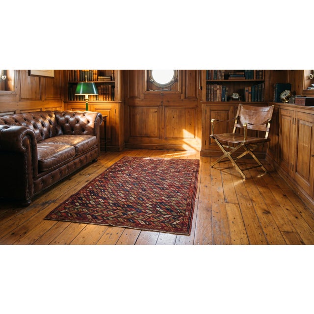 Red 1930s Red Geometric Antique n.w. Persian Rug 3'4" X 5'7" Handknotted Wool Carpet For Sale - Image 8 of 9