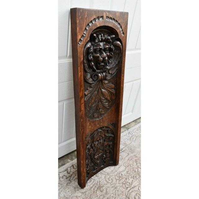 Antique Carved Oak Plaque Dutch Lion Figural Architectural Salvage Panel 36" For Sale - Image 4 of 12