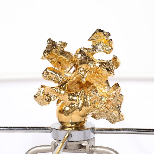 Bronze Pair of Exploded Bronze & 24k Gold W/ Rock Crystal Table Lamps by Claude Boeltz For Sale - Image 8 of 12