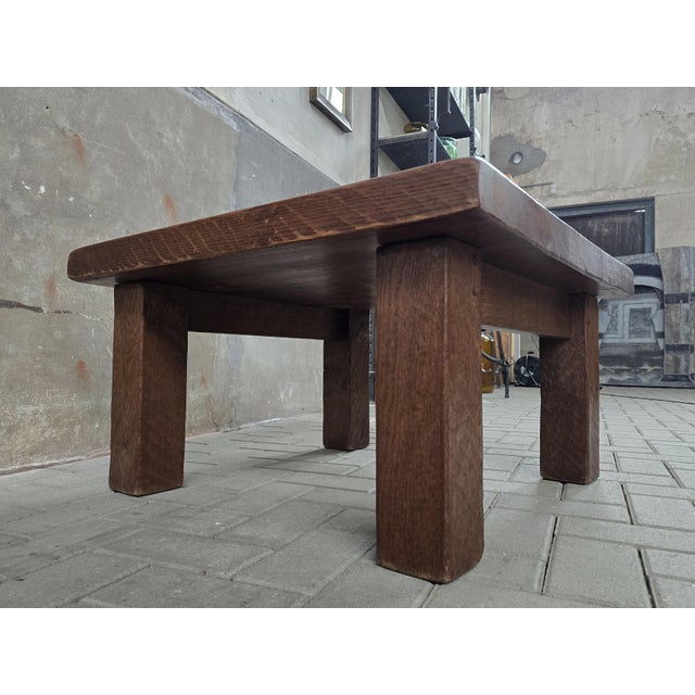1970s Large Mid-Century Modern Square Oak Coffee Table, 1970s For Sale - Image 5 of 13