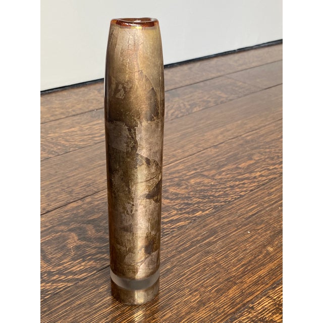 Glass 1990's Contemporary Glass Bud Vase With Gold Leaf For Sale - Image 7 of 8