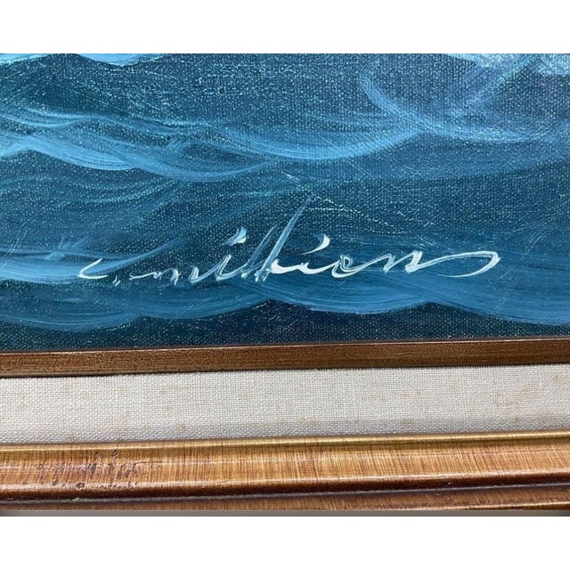 A stunning and large 1970’s oil on canvas painting of a large ship, framed and signed “C. Million.” C. Million is known...
