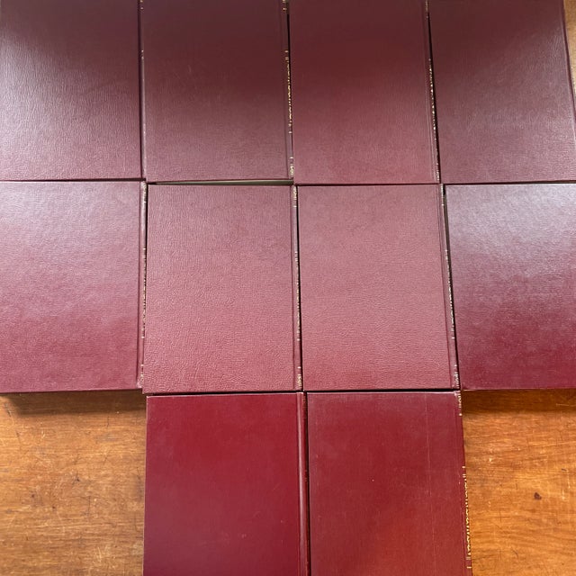 Vintage Leather Books - Set of 10 - Decorative - Burgundy Red and Gold For Sale - Image 12 of 13