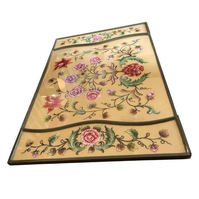 Elevate your entertaining or home decor with this striking vintage Chinoiserie-inspired serving tray, a beautiful example...