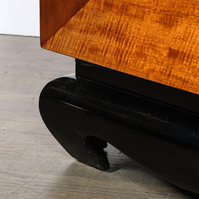 Wood Mid-Century Modernist Shadowbox Mirrored Front Walnut & Black Lacquer End Table For Sale - Image 7 of 15