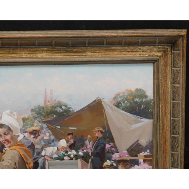 Witman Etelka Vizkeleti Original Oil Painting Mid Century Flower Market For Sale In Denver - Image 6 of 6