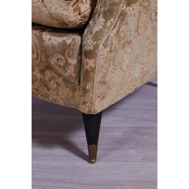 Set of Armchairs in Damask Fabric, 1950s For Sale - Image 13 of 15
