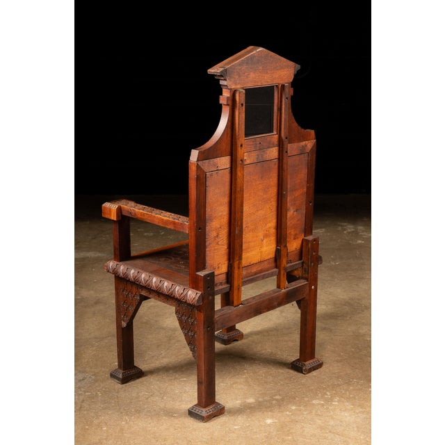 1880 Victorian Carved Mahogany Open-Back Monogram Armchair For Sale - Image 4 of 15