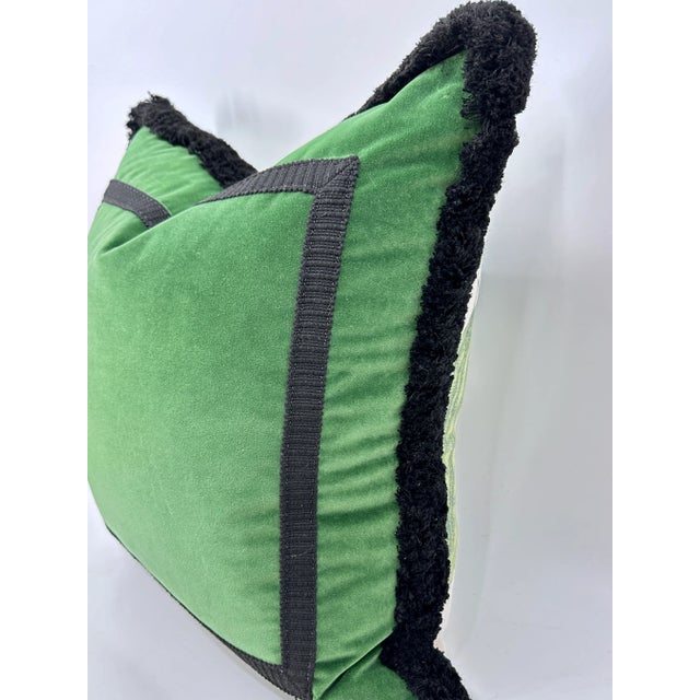 Gastón Y Daniela Linen and Green Velvet Pillow For Sale - Image 4 of 10