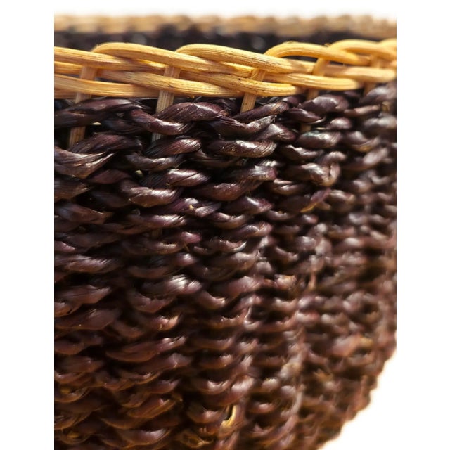 Brown Mid 20th Century Woven Acorn Basket – Rare Decorative Storage Basket | Dark Brown Two-Piece Acorn Design | 11” Tall For Sale - Image 8 of 9
