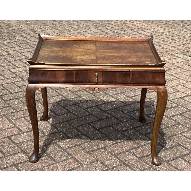 Walnut Tray Top Side Table with Drawer For Sale - Image 4 of 18