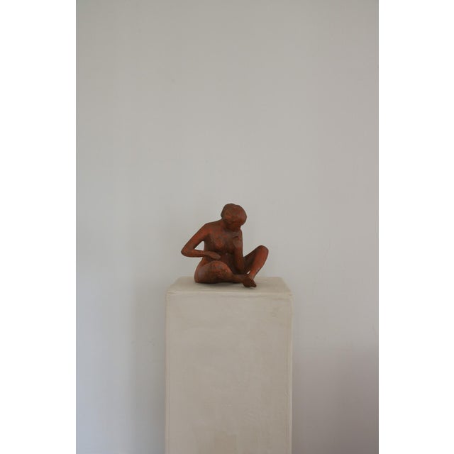 Vintage Terra Cotta Female Nude Sculpture Hand built, unique Glaze appears more orange in photos than in person This...
